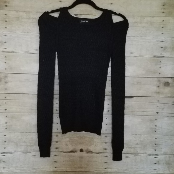 Bebe Black Cold Shoulder Sweater Size XXS. - Picture 3 of 8